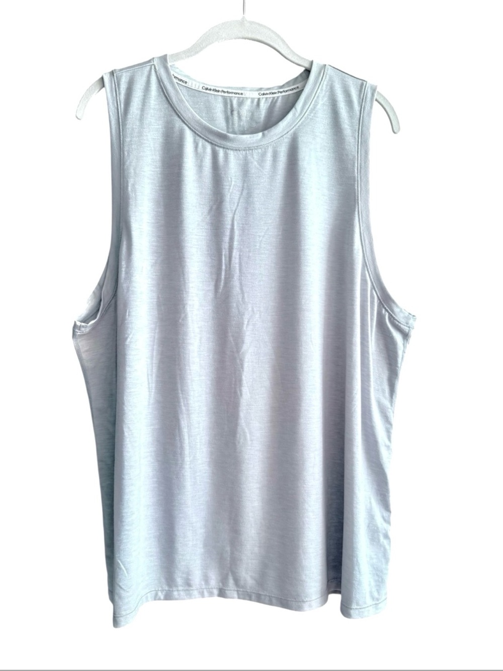 Calvin Klein Performance Sleeveless Tee Top Pale Gray Blue Size L